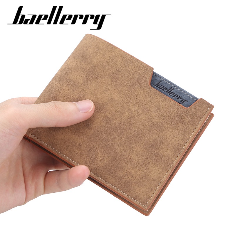 baellerry新款男士钱包短款韩版多卡位高级感钱夹磨砂简约皮革男